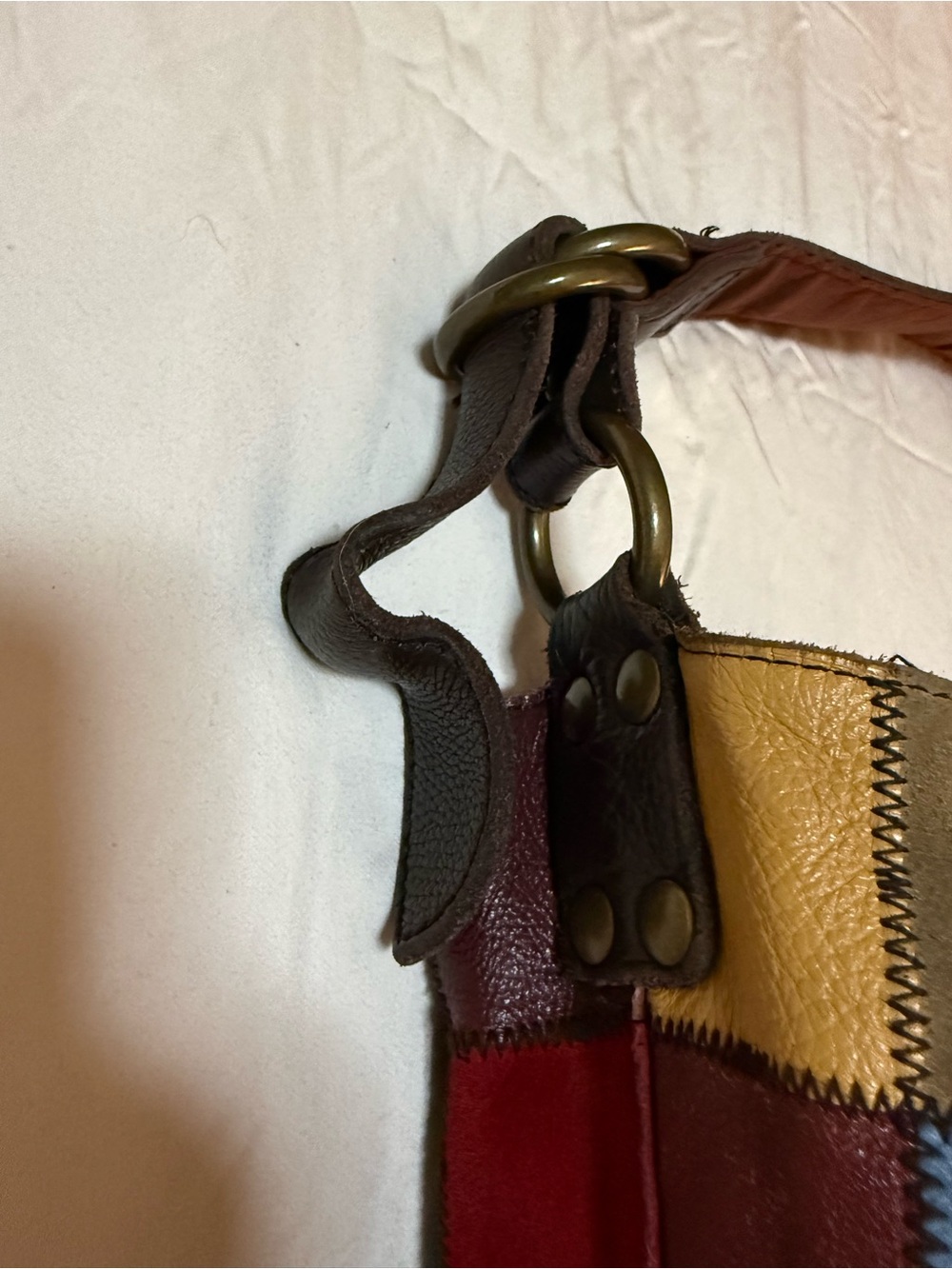 Rare Ugly Betty Y2K Lucky Brand Leather Suede Patchwork Hobo Bag - Seen on TV - Picture 8 of 12